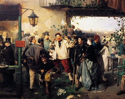 Noticias de la Paz de Villafranca, (detalle) de pintura de Domenico Induno (1815-1878) de Domenico Induno