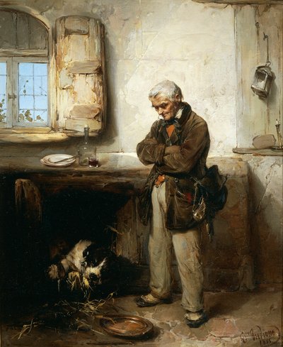 Viejo y perro, circa 1855 de Domenico Induno