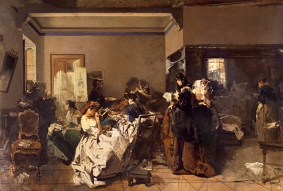 Escuela para costureras, por Domenico Induno de Domenico Induno