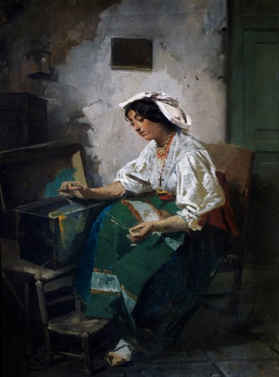 Niña cosiendo de Domenico Induno