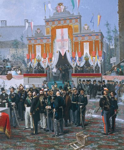 La Colocación de la Primera Piedra de la Galería Vittorio Emanuele en Milán de Domenico Induno