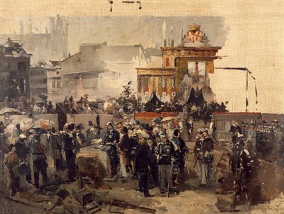 La colocación de la primera piedra de la Galería Víctor Manuel II en Milán, 7 de marzo de Domenico Induno