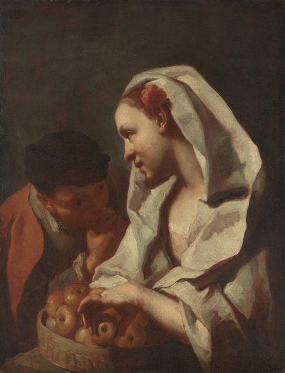 Chica vendiendo fruta de Domenico Maggiotto (attributed to)