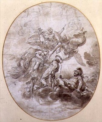 La apoteosis de Hércules, diseño para un fresco en el techo del Palazzo Pepoli en Bolonia de Domenico Maria Canuti