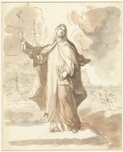 Santa Brigitta, de pie con la nave en la mano derecha de Domenico Mondo