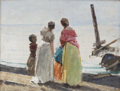 Figuras en la playa (óleo sobre lienzo) de Domenico Morelli