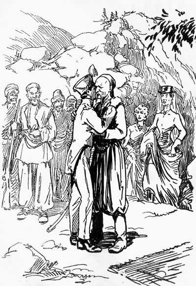Ilustración de Domenico Natoli (1885-1968) para Rey de las montañas, novela de Edmond About (1828-1885) de Domenico Natoli