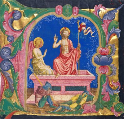 Resurrección, en una inicial A de Domenico Pagliarolo