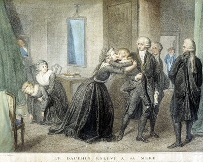 El delfín Luis secuestrado de su madre María Antonieta (en su prisión del Templo), 1 de julio de Domenico Pellegrini