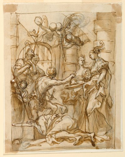 Salomé recibe la cabeza de San Juan Bautista de Domenico Piola