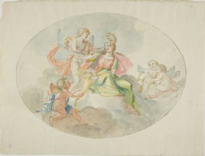 Alegoría de la abundancia (boceto para una pintura de techo) de Domenico Pozzi