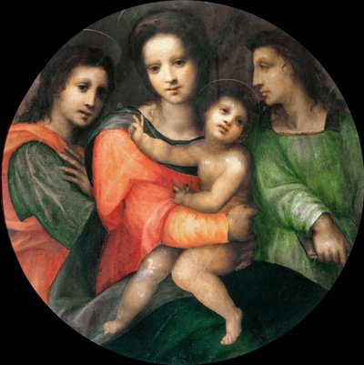 Madonna y el Niño con dos ángeles de Domenico Puligo
