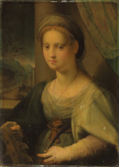 Retrato de una dama como Santa Catalina de Alejandría de Domenico Puligo