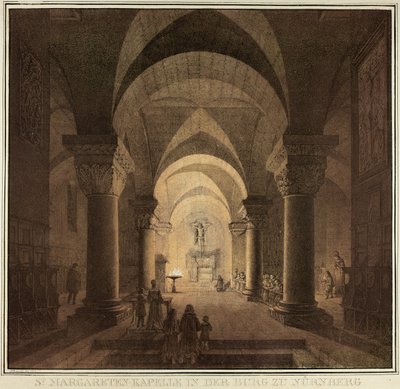 Capilla de Santa Margarita en la Ciudad de Núremberg, de la Colección de Edificios Medievales Memorables en Alemania de Domenico Quaglio