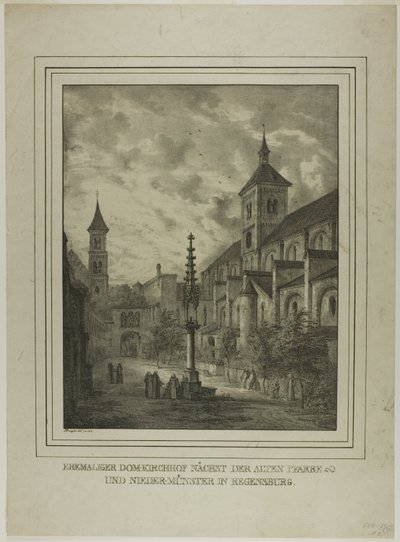 Antiguo cementerio catedralicio cerca de la antigua rectoría y la catedral de Regensberg de Domenico Quaglio