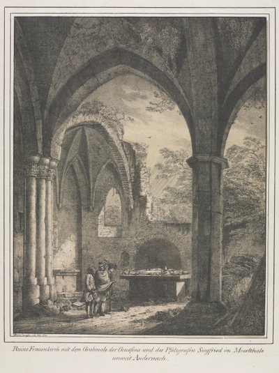 Edificios notables de la Edad Media en Alemania: Ruinas de la Iglesia de la Virgen..., 1821 de Domenico Quaglio