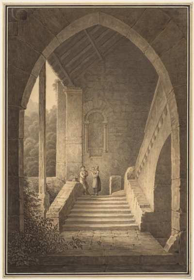 Escalera exterior de una ruina gótica, 1830 de Domenico Quaglio