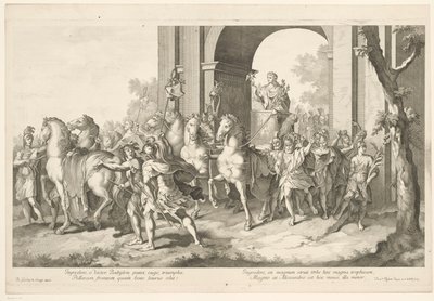 Procesión militar con Alejandro Magno en carro triunfal Triunfo de Alejandro Magno en Babilonia (título de la serie) de Domenico Rossetti