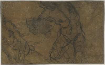 Dos figuras masculinas en movimiento (verso) de Domenico Tintoretto