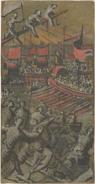 Barcos venecianos atacando Constantinopla de Domenico Tintoretto