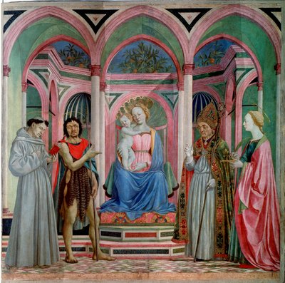 Retablo de Santa Lucía dei Magnoli: Virgen con Niño y santos (detalle) de Domenico Veneziano
