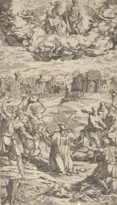El apedreamiento de San Esteban de Domenico del Barbiere