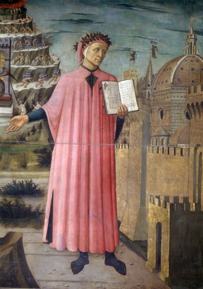 Retrato de Dante Alighieri, Florencia y alegoría de la Divina Comedia de Domenico di Michelino