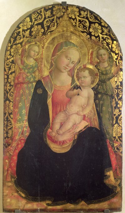 Madonna de la Humildad con dos ángeles, 1460 de Domenico di Michelino
