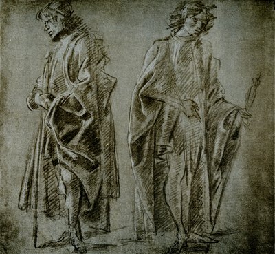 Estudios de drapeado para dos figuras masculinas de Domenico school of Ghirlandaio
