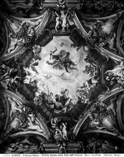 Alegoría del invierno, en la bóveda de la Sala de Invierno de Domenico the Elder Piola