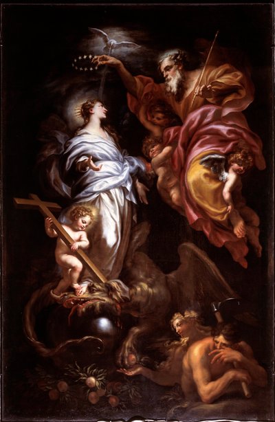 Virgen inmaculada y santo padre de Domenico the Elder Piola