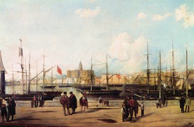 Vista del puerto de Málaga, España de Domingo Gallego y Alvarez