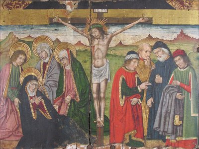 Panel con La Crucifixión del Retablo, siglo XV de Domingo Ram
