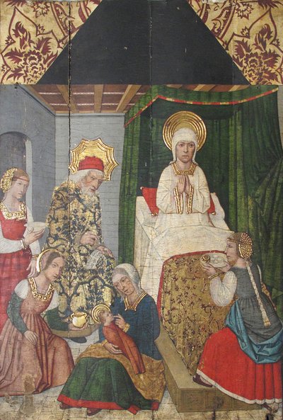 Panel con el nacimiento de San Juan Bautista del retablo, siglo XV de Domingo Ram