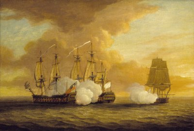 Combate naval entre los HMS Lion y Elisabeth y el buque francés Du Teillay, el 9 de julio de Dominic Serres