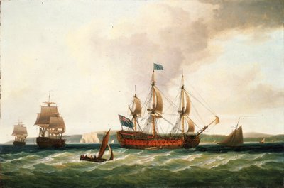 El "Saint George", buque de primera clase de 100 cañones, construido en 1756 en los astilleros de Woolwich (Inglaterra), fue el buque de mando de la flota durante la batalla naval de la Bahía de Quiberon, o Batalla de los Cardenales, en 1759. de Dominic Serres