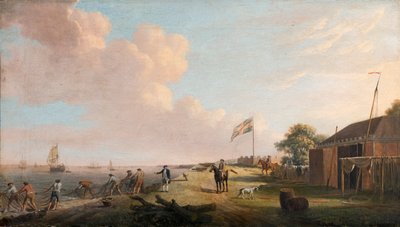 Vista del Fuerte Tilbury con pescadores tirando redes, 1770 de Dominic Serres