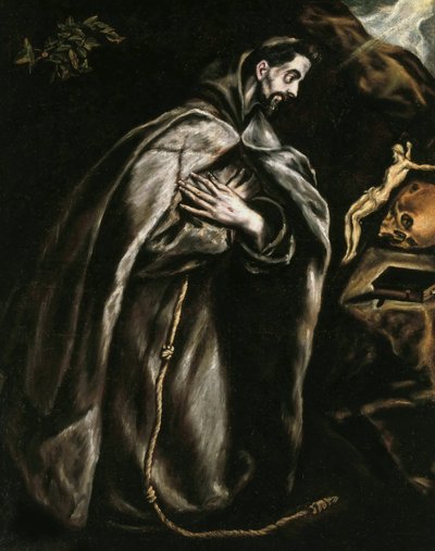 San Francisco rezando, ca 1595 de Dominico El Greco