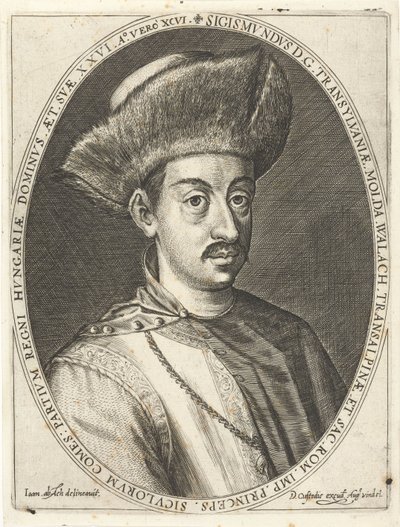 Sigismund Bathory 1572-1613, Príncipe de Transilvania. De Atrium heroicum, Augsburgo 1600-1602 de Dominicus or Custodis Custos
