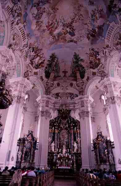 Interior rococó de la iglesia, comenzado en 1727 de Dominikus Zimmermann