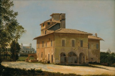 La Villa de Rafael en Roma, c.1837-40 (óleo sobre papel y lienzo) de Dominique Louis Papety