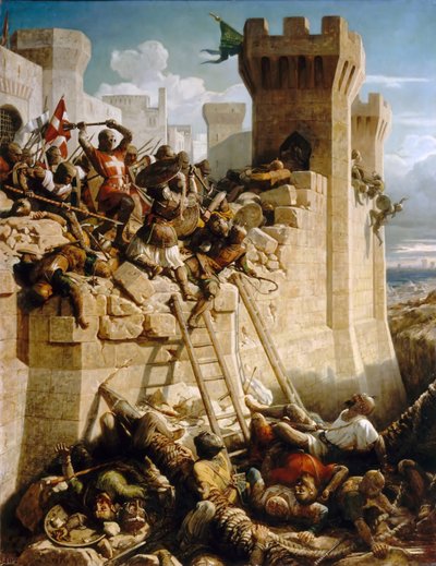 Guillaume de Clermont defendiendo las murallas en el Sitio de Acre, 1291 de Dominique Papety