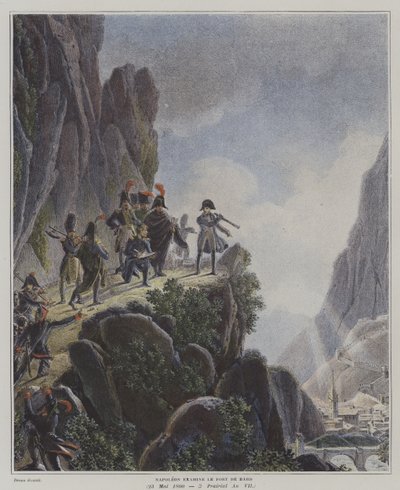 Napoleón examinando el Fuerte Bard, Italia, 23 de mayo de 1800 de Dominique Vivant (after) Denon