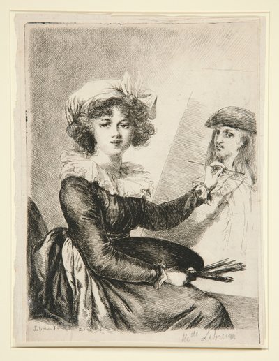Louise-Elisabeth Vigée-Lebrun, (Mlle Lebrun), según y en sentido inverso al autorretrato de 1790 en los Uffizi de Dominique Vivant Denon