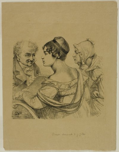 Autorretrato con dos jóvenes de Dominique Vivant Denon