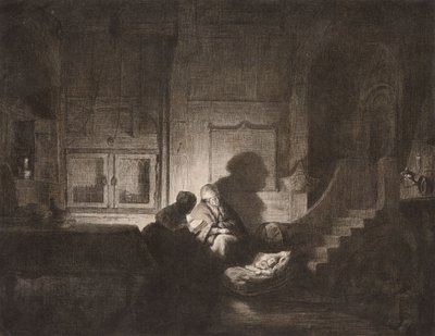 Interior: dos mujeres y un niño dormido de Dominique Vivant Denon