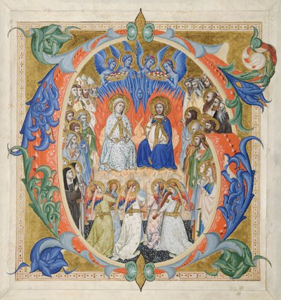 Inicial G[audeamus omnes] de un Gradual: La Corte del Cielo de Don Silvestro dei Gherarducci