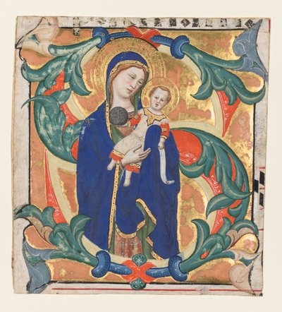 Inicial S[alve sancta parens] de un gradual: Madonna y el Niño de Don Silvestro dei Gherarducci
