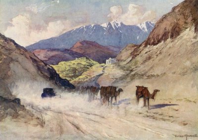 Una impresión del paso de Khyber (litografía en color) de Donald (after) Maxwell
