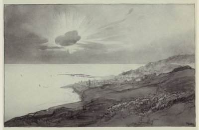 Lyme Regis desde las colinas de Charmouth (litografía) de Donald (after) Maxwell